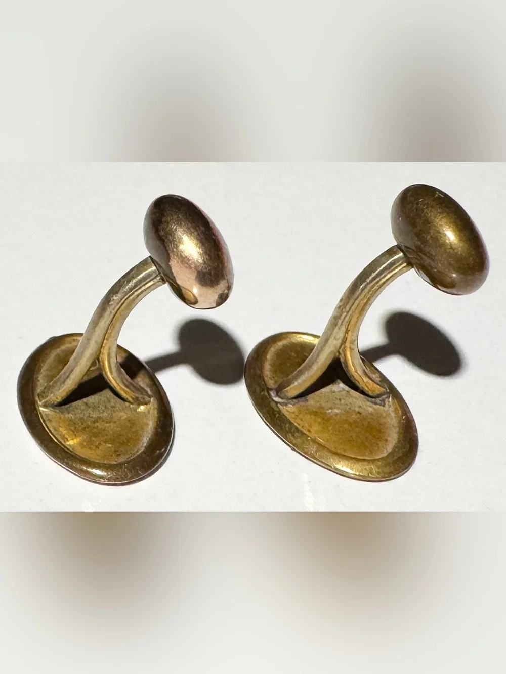 Antique Victorian Pair Gold Filled Bean Back Cufflinks c. 1895-1910 Oval Scroll